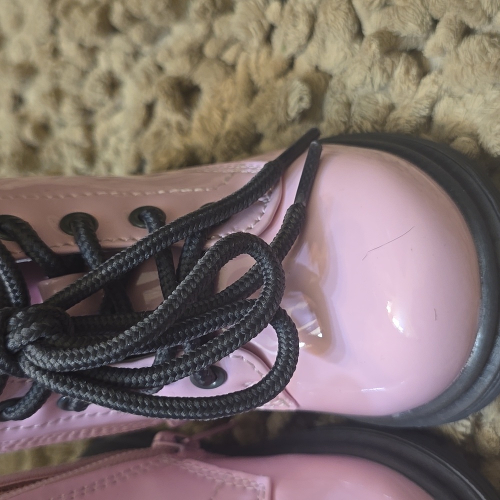 New Weestep Toddler Size 6 Pink Patent Hi Top Lace Up Side Zip Boot - Picture 2 of 7